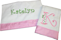 Sunny or Bow Fonts with Floral Trim Bib